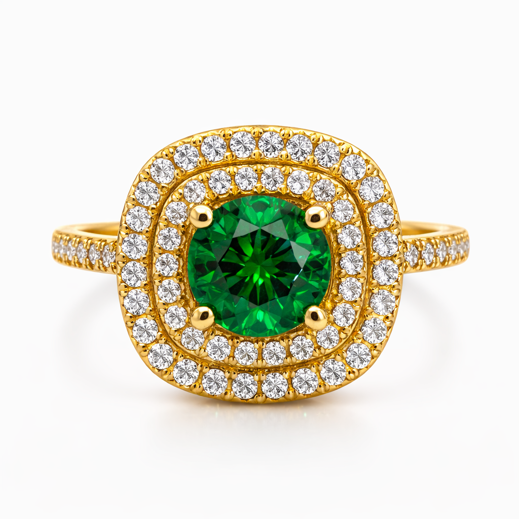10KT ELEGANT GREEN STONE RING Size 7.5 Weight 2.3GR