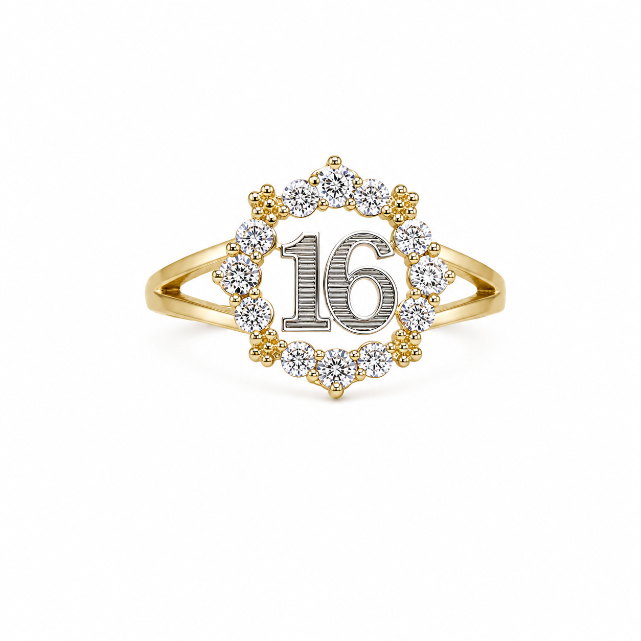 10KT SIXTEEN STONES DETAILS RING Size 7 Weigth 1.9GR