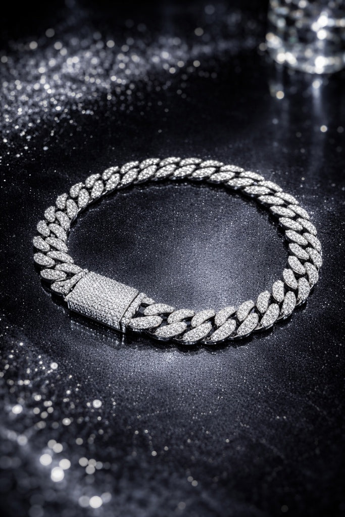 925 14.00CTW  MOISSANITE BRACELET 10MM SIZE 8.5