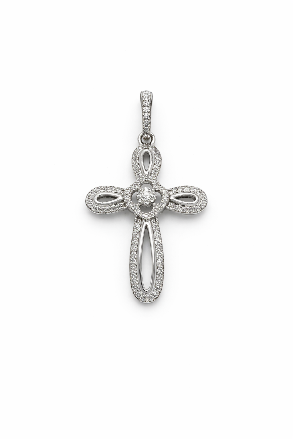 10KT WHITE GOLD CROSS DIAMOND PENDANT  Weigth 2GR
