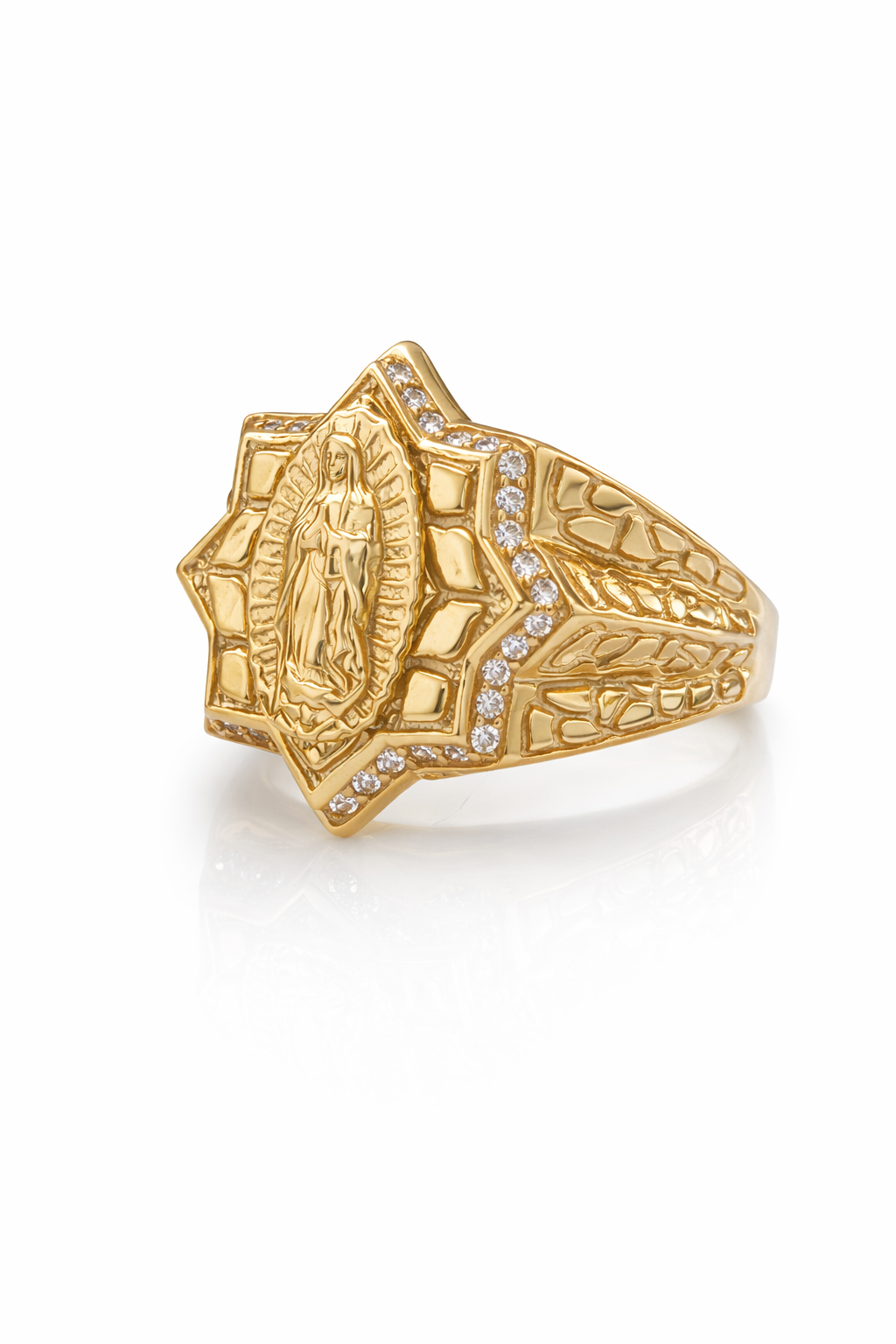 14KT STAR SHAPE VIRGIN MARY RING Size 12 Weigth 6.4GR