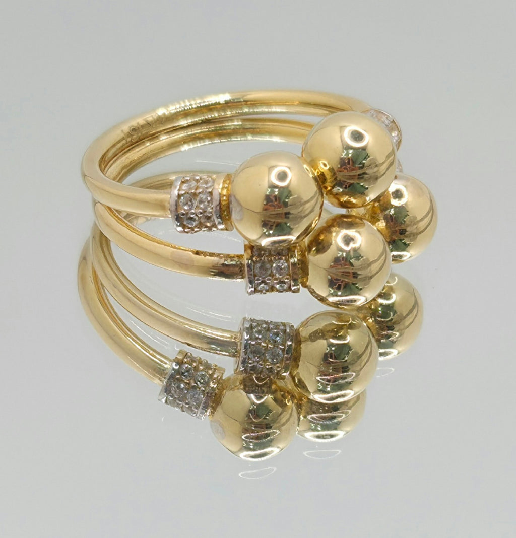 14KT CZ SMALL BALLS RING Size 8 Weight 4.8GR