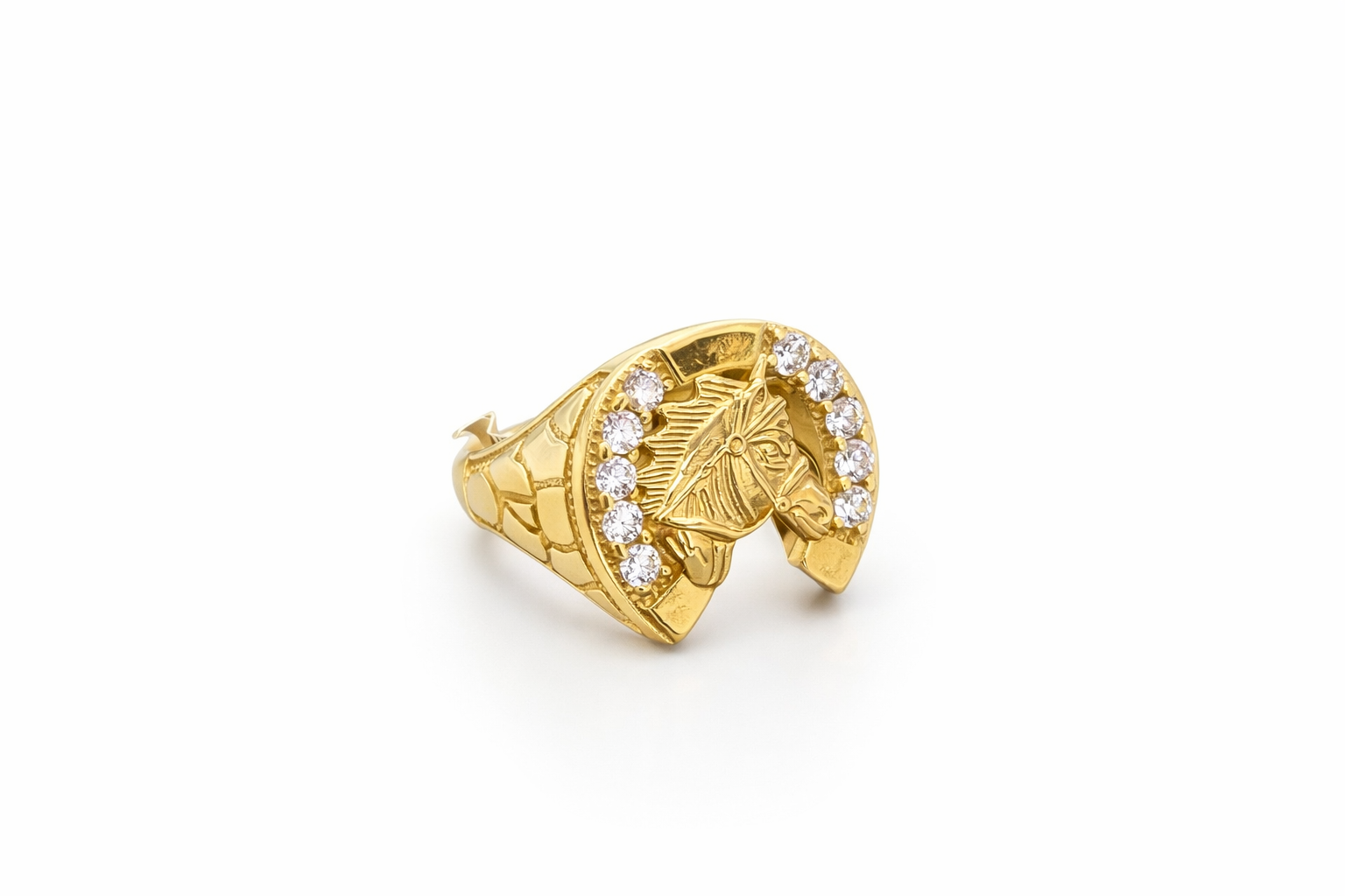 10KT SOLID NUGGETS HORSESHOE RING 10.5 Weigth 6GRS