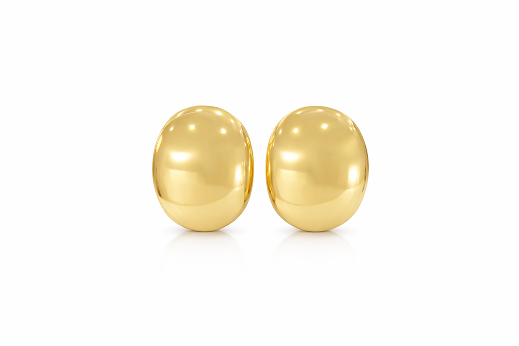 10KT MODERN GOLDEN OVAL OMEGA BACK EARRINGS Size MEDIUM Weigth 7.1GR