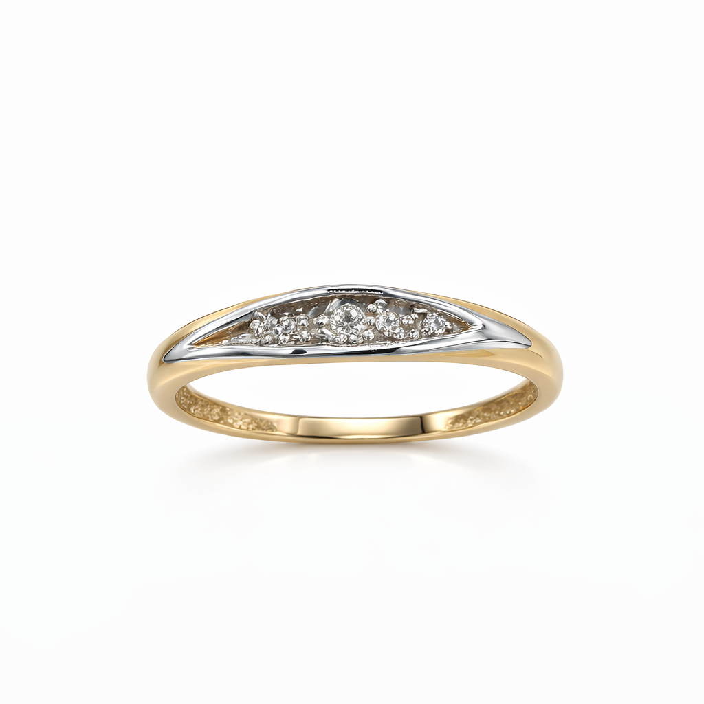 10KT TWO TONE DIAMOND BAND RING Size 10.5 Weigth 1.8GR