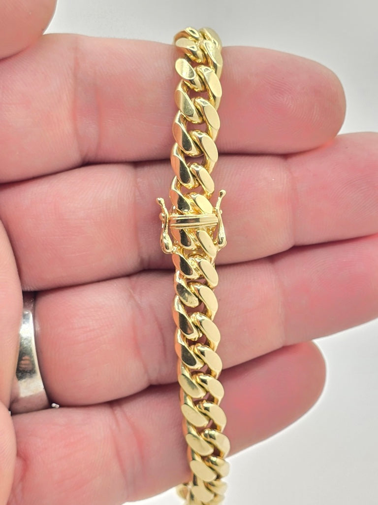 10KT SOLID MIAMI CUBAN BRACELET Size 8MM 7.5INCH Weigth 38.3GR