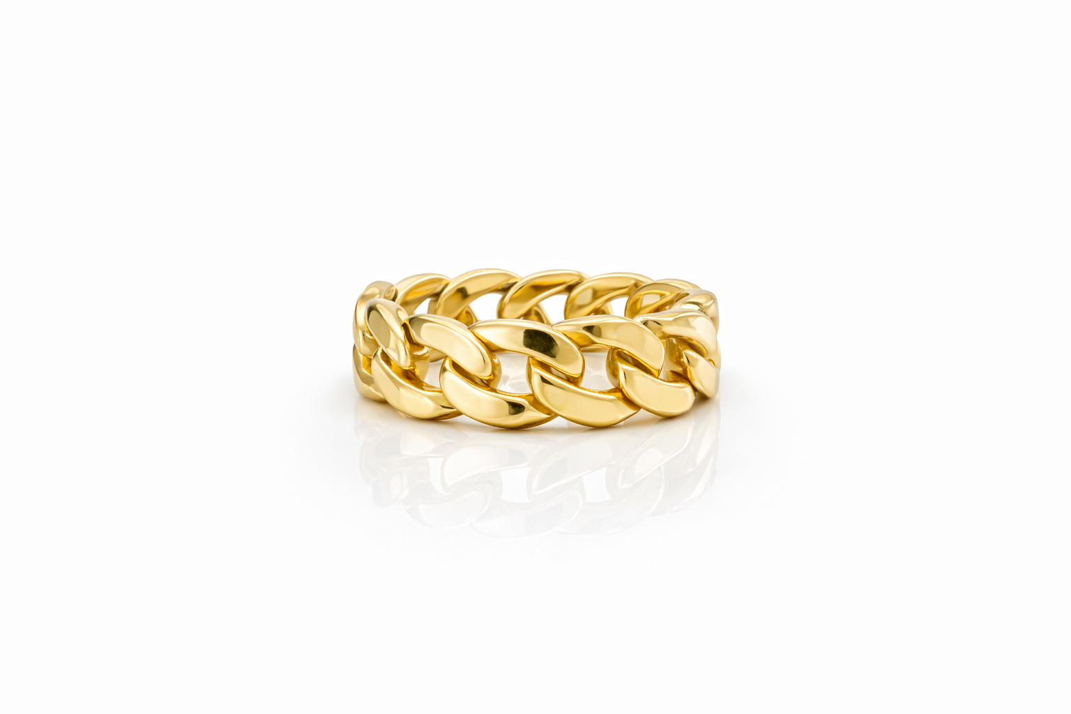 10KT MODERN CHAIN DESIGN RING Size 7.5 Weigth 2.7GR