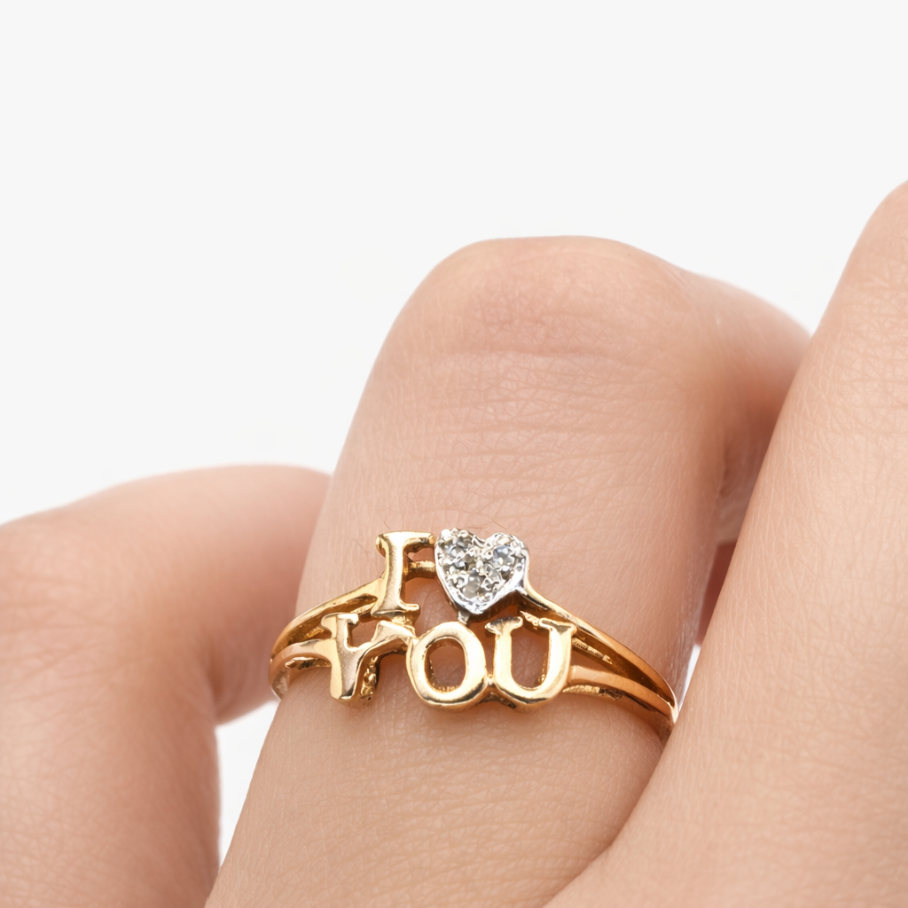 10KT "I LOVE YOU" DIAMOND WOMAN'S RING Size 7 Weight 1.3GR