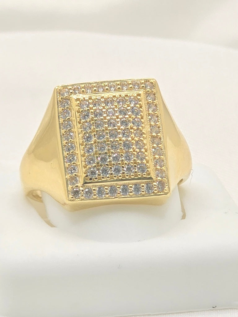 14KT YG ELEGANT SQUARE CZ DESIGN RINGSize 11 Weight 5.5GR
