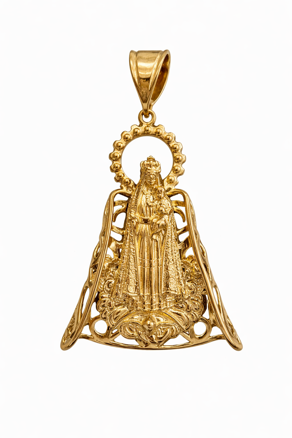 10KT BEAUTIFUL LARGE VIRGEN DE LA CARIDAD PENDANT  Weight 13.7GR