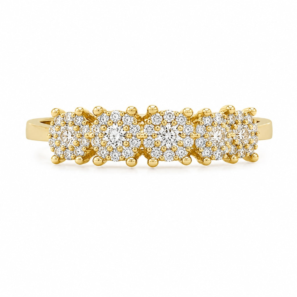 14KT DIAMOND FIVESTONES RING+DIAMOND Size 7