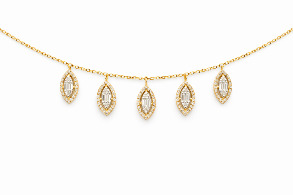 14KT YELLOW GOLD NATURAL DIAMOND MARQUISE BRACELET Size 7.5IN Weigth 2.73GRS
