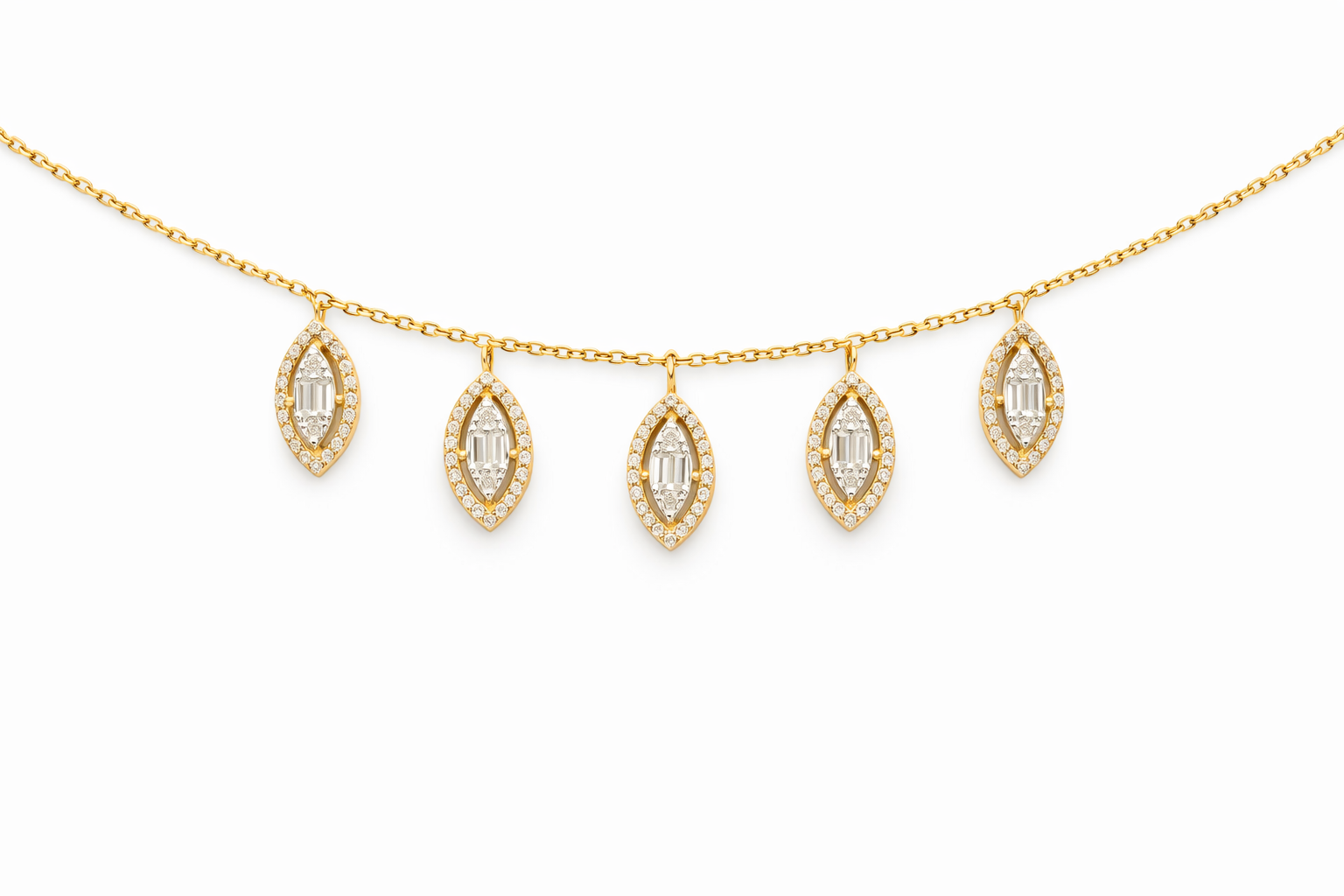 14KT YELLOW GOLD NATURAL DIAMOND MARQUISE BRACELET Size 7.5IN Weigth 2.73GRS