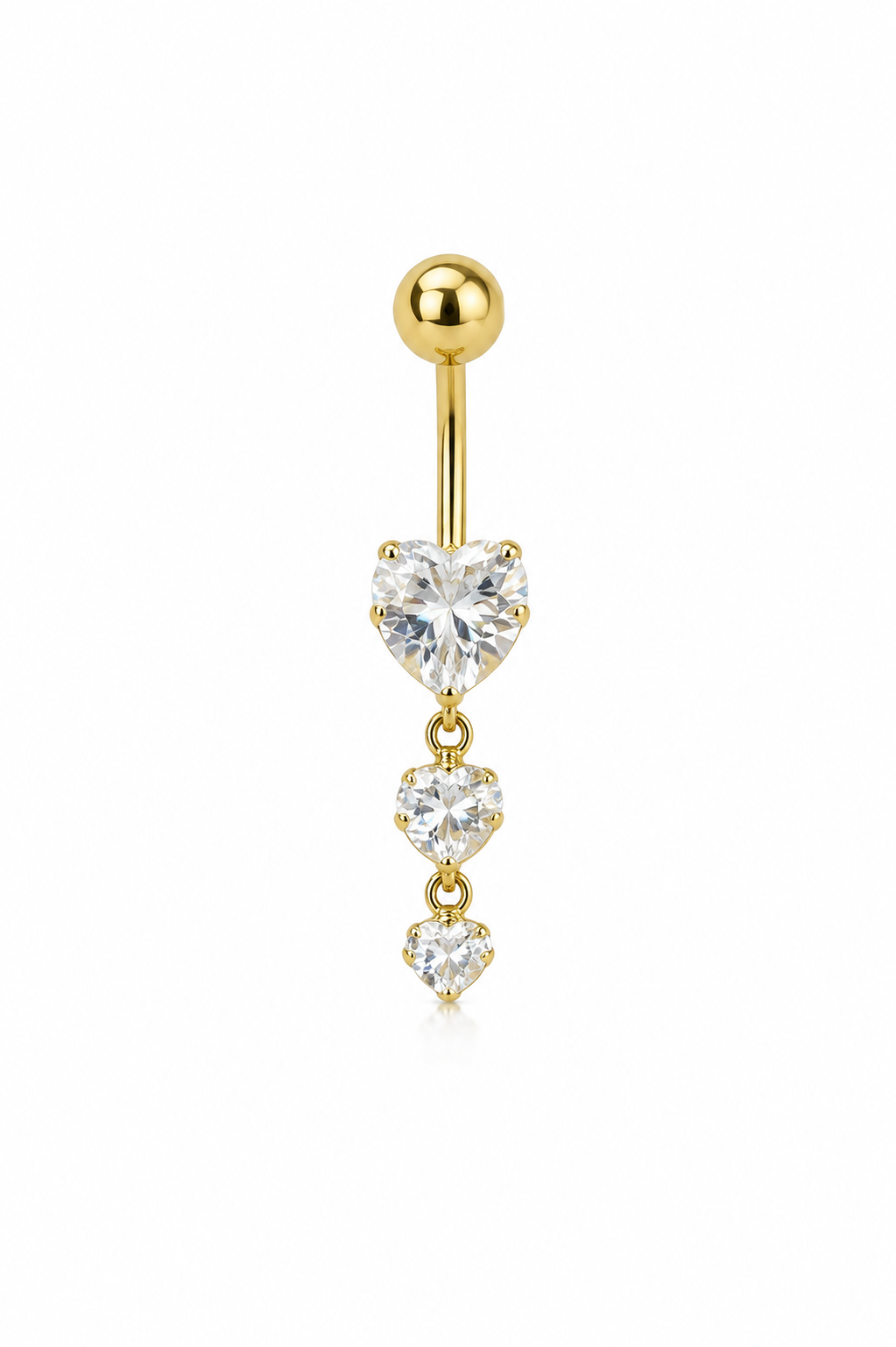10KT THREE HEART BELLY PIERCING Size M REF-52374/000