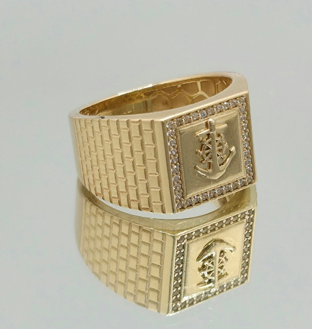 14KT ANCHOR SQUARE RING Size 11 Weight 6.2GR