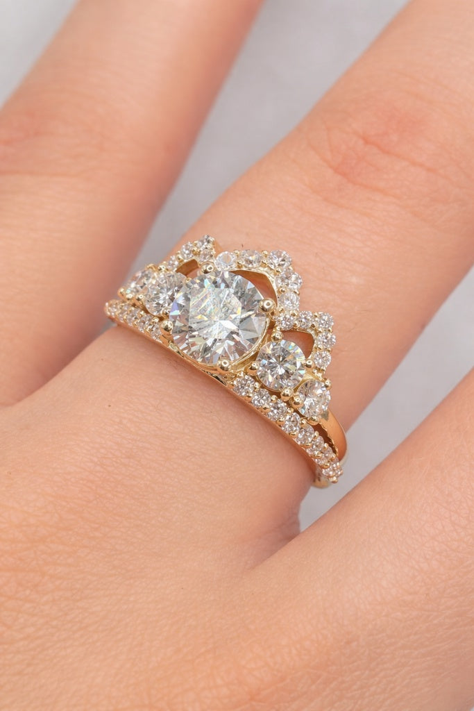 14KT ELEGANT LAB DIMOND CROWN STYLE PROMISE RING Size 7 / 1.86CT / 2.05GM