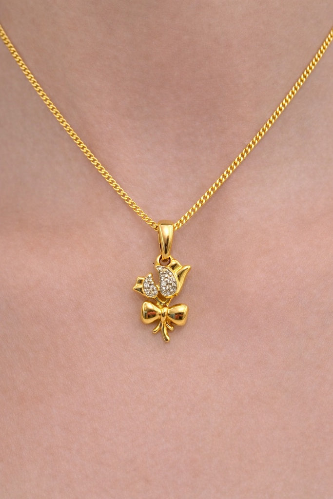 10KT DIAMOND ROSE PENDANT Weigth 1.2GR