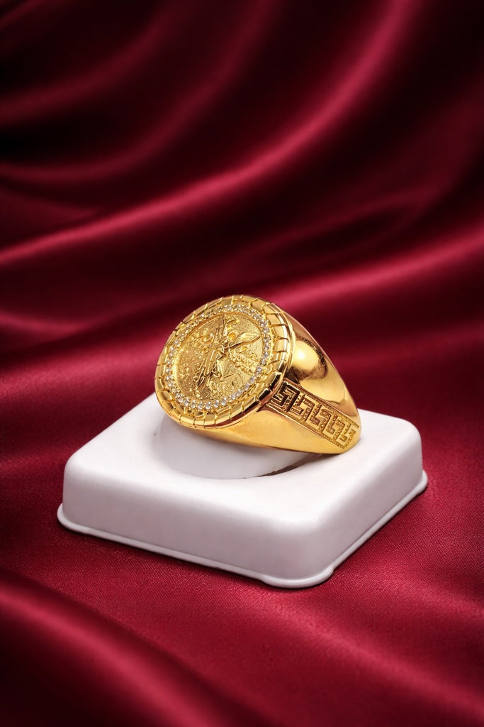 10KT CENTENARY GREEK DETAIL ROUND RING Size 10.5 Weigth 7.8GR