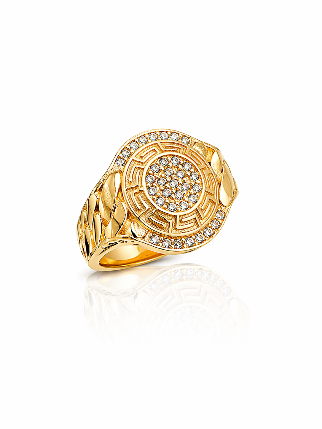 10KT ROUND CZ GREEK RING Size 10 Weigth 5.4GR