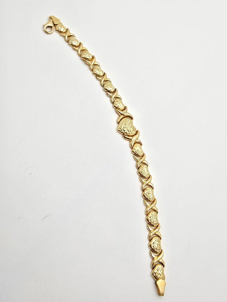 10KT  HEART XOXO LINK BRACELET Size 7.5INCH Weight 6.7GR