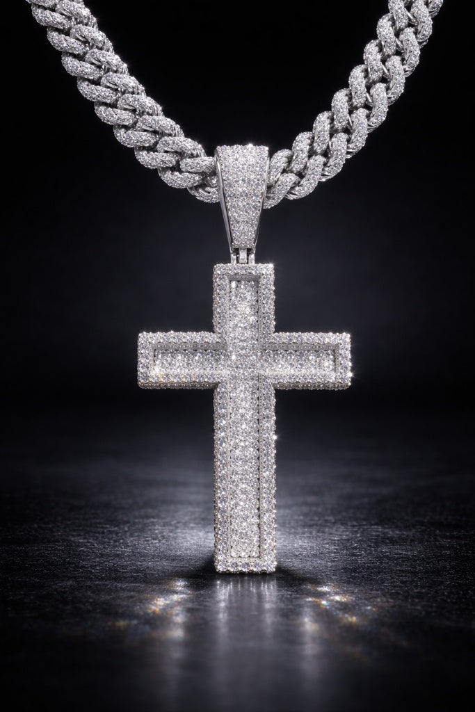 925 MOISSANITE CROSS PENDANT MEDIUM [weigth] 11.48 CTW