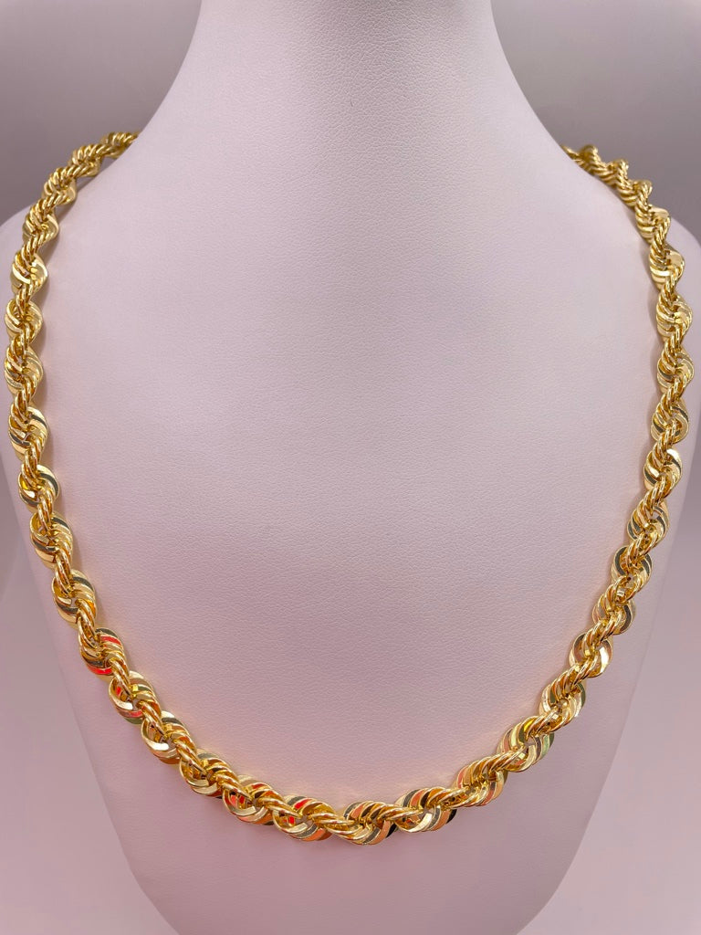 10KT ROPE STYLE CHAIN 6.5MM 24INCH weight 19.4GR.