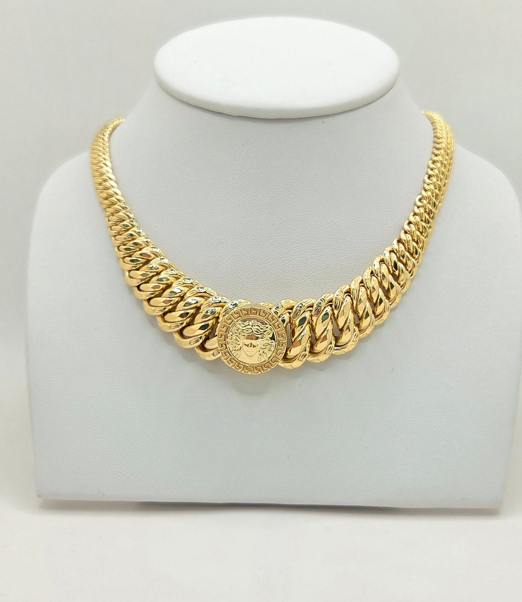 10KT MEDIUM MEDUSA STYLE PRINCESS CHAIN Size 18INCH Weight 36.1GR