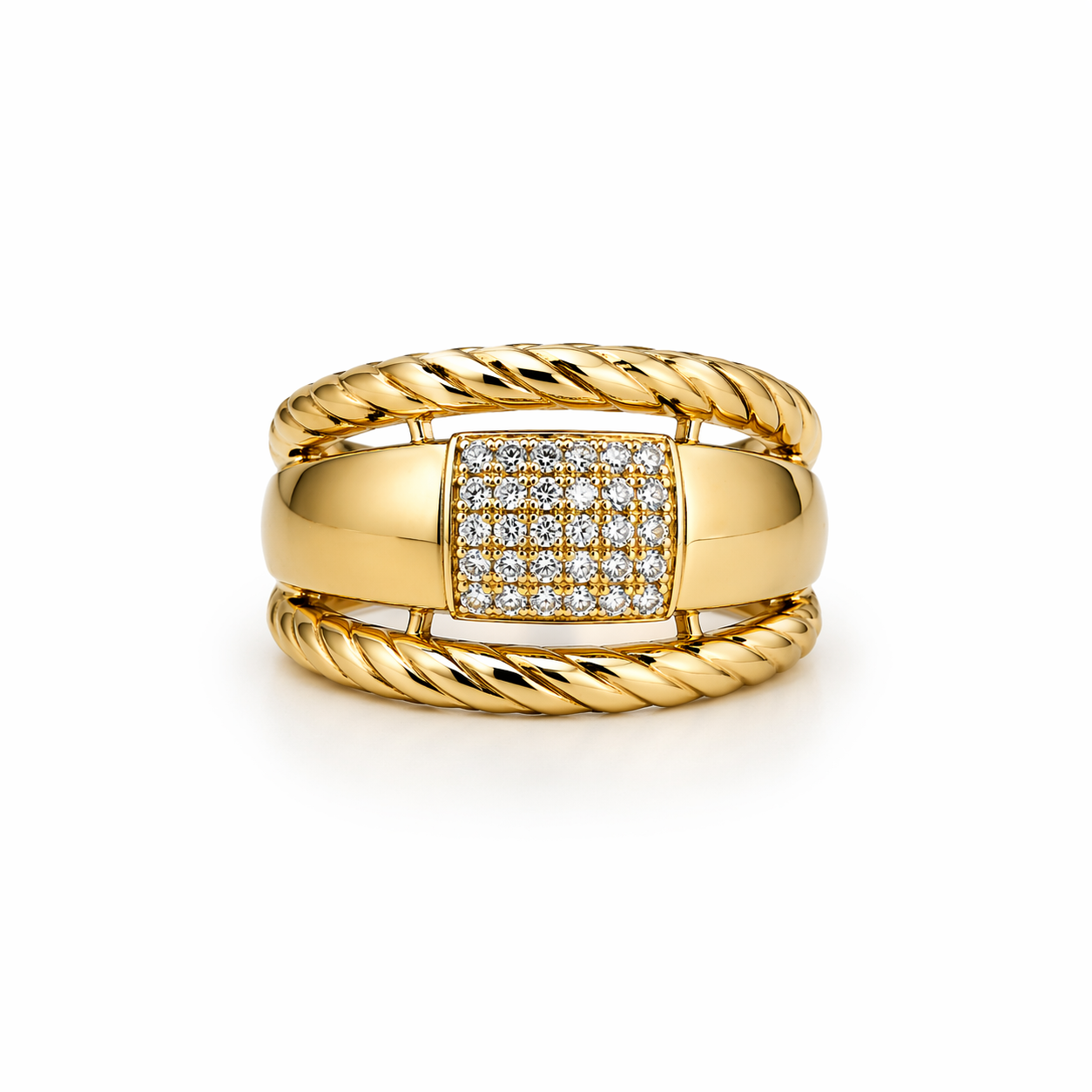 10KT ELEGANTTHREE IN ONE DESIGN RING Size 7 Weigth 2.7GR