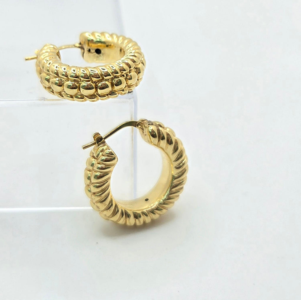 10KT MODERN CORN DESIGN HOOPS EARRINGS Weight 6.2GR