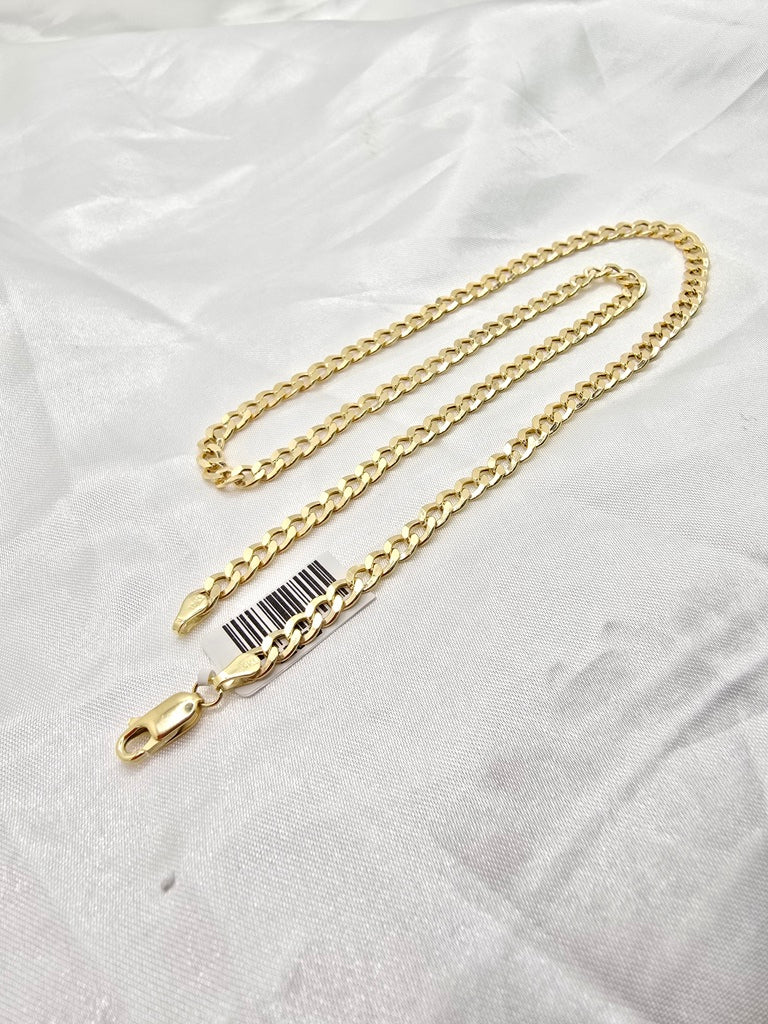 10KT HOLLOW CUBAN CURB FLAT CHAIN Size 18INCH 5.5MM Weight 8.3GR