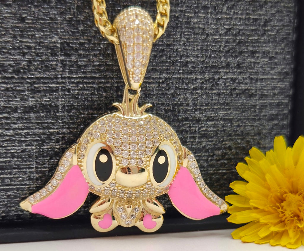 10KT CZ PINK STITCH PENDANT Weight 5.4GR