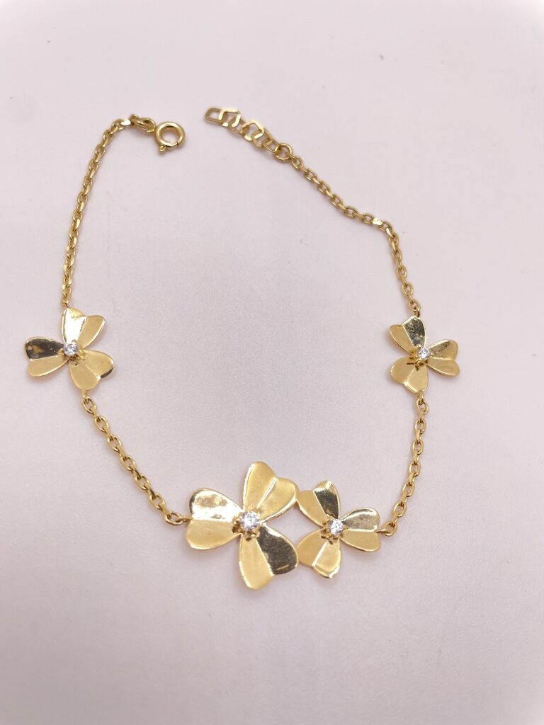 14KT FLOWERS BRACELET Size 7INCH Weight 3.4GR