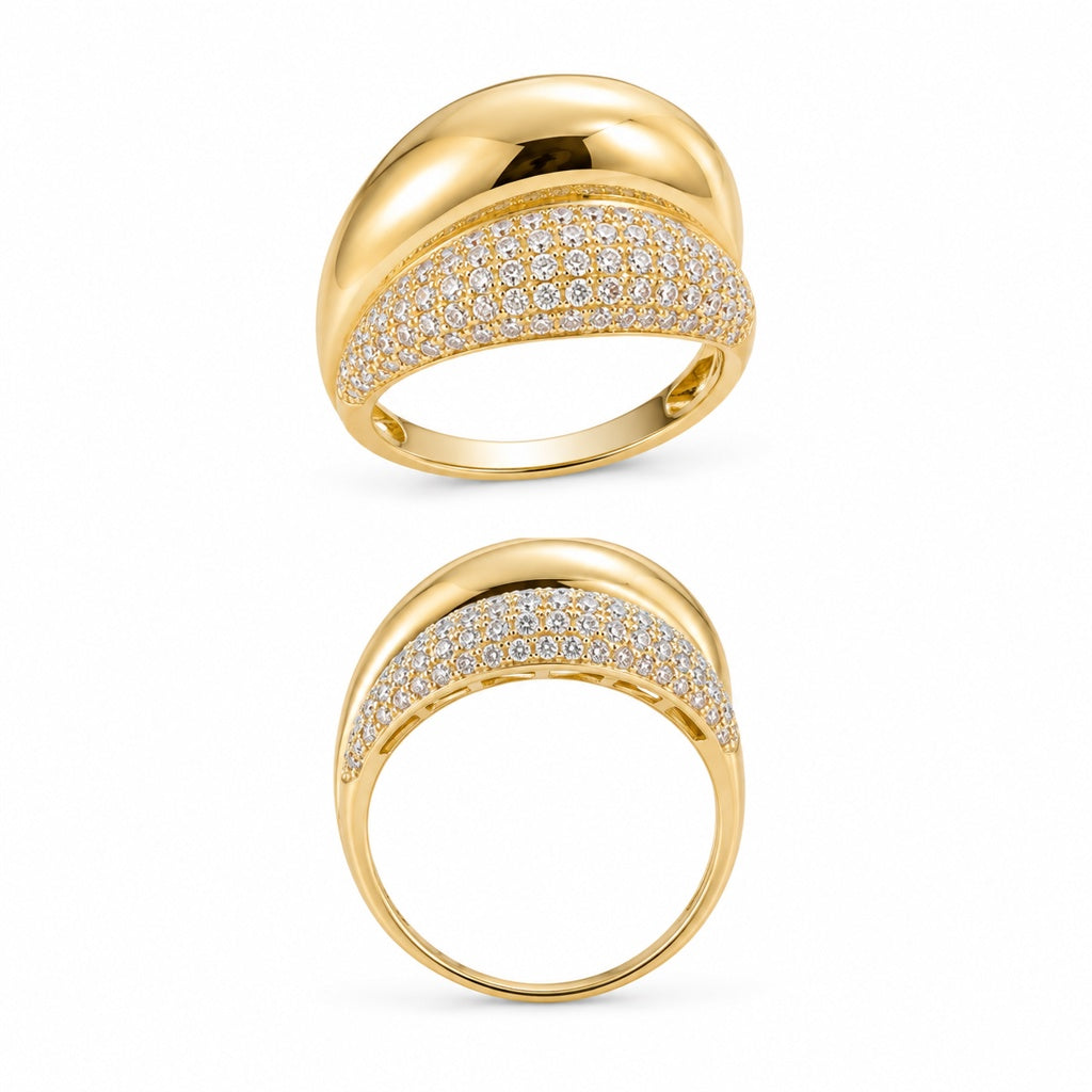 14KT MODERN PLAIN AND CZ DESIGN RING Size 8 Weigth 4.1GR
