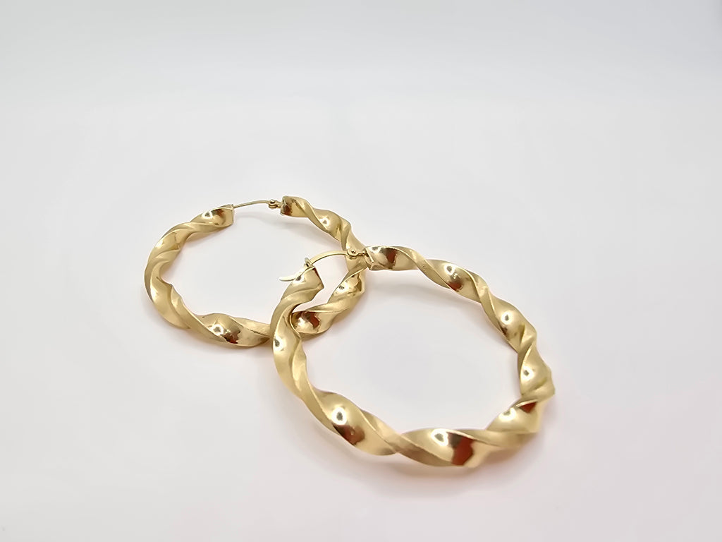10KT ROPE DESIGN TWISTED HOOPS EARRINGS Size 4.5MM Weight 3.2GR