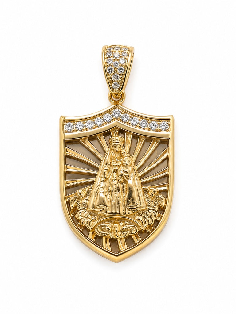 10KT CARIDAD SHIELD SHAPE PENDANT Weight 4.6GR