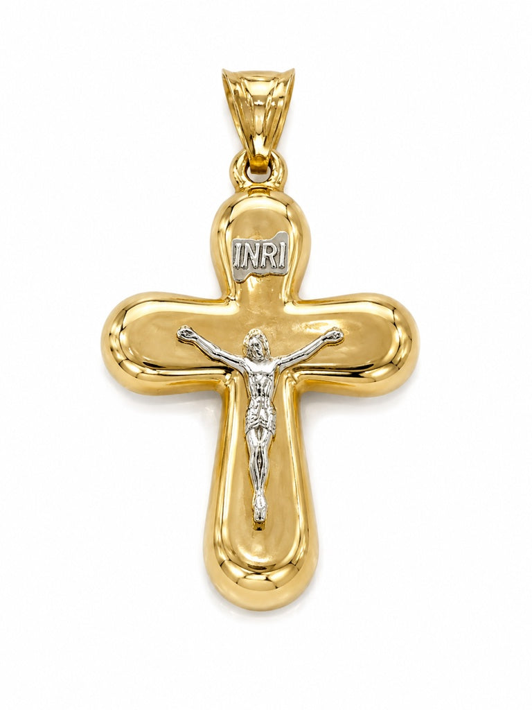 14KT CROSS CHRIST TWO TONES PENDANT Weight 1.2GR