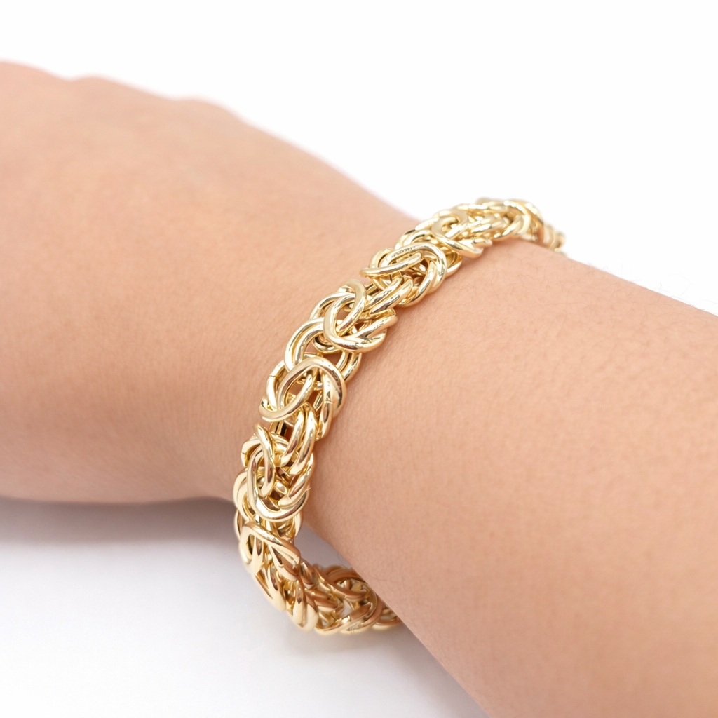 10KT  BYZENTINE BRACELET Size 8INCH 10MM Weigth 12.1GR