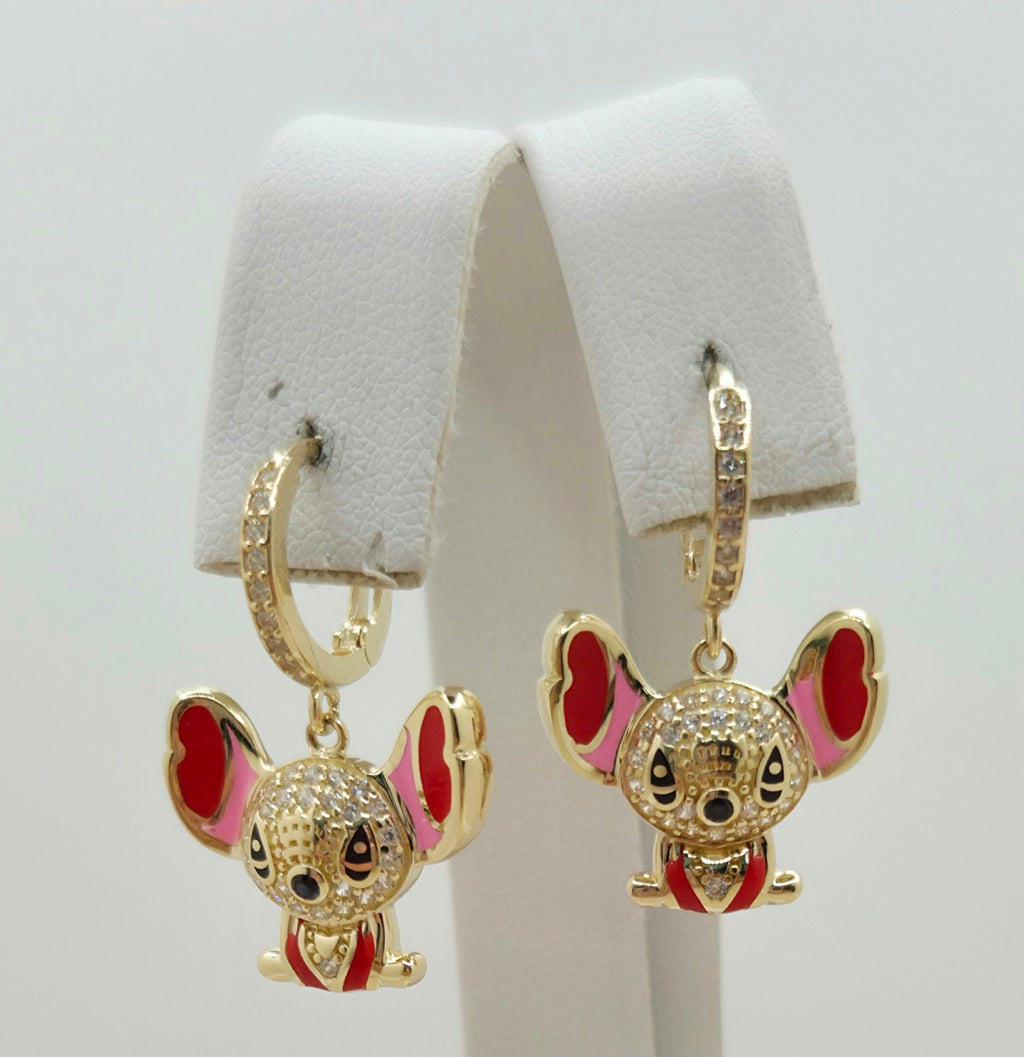 10KT CZ DETAIL PINK STITCH HOOPS EARRINGS Weight 4.8GR