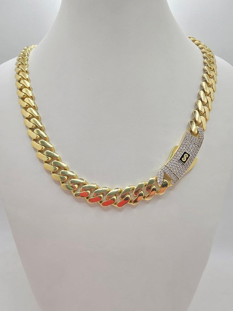 10KT CERTIFIED MONACO CHAIN CZ CLOSURE 11.5MM 22INCH Weight 36GR