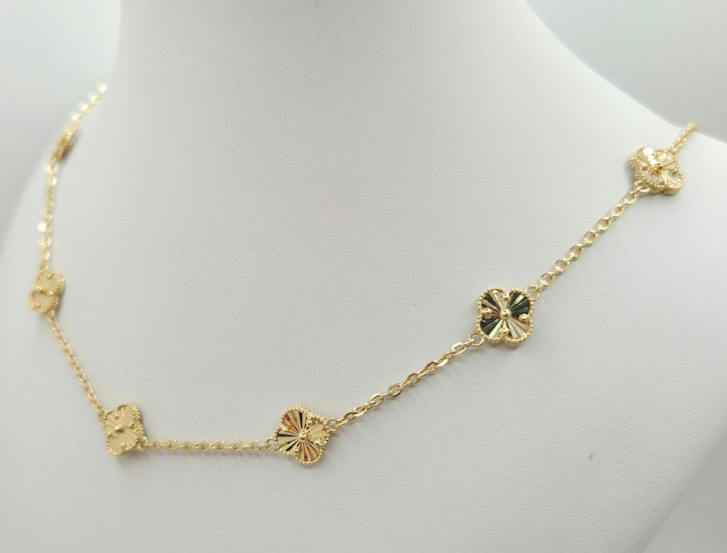 14KT FLOWER CHAIN Size 16INCH Weigth 10GR