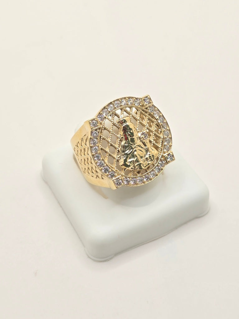 10KT SANTA BARBARA RING WITH NET BACKGROUND  Size 9 Weight 9.1GR