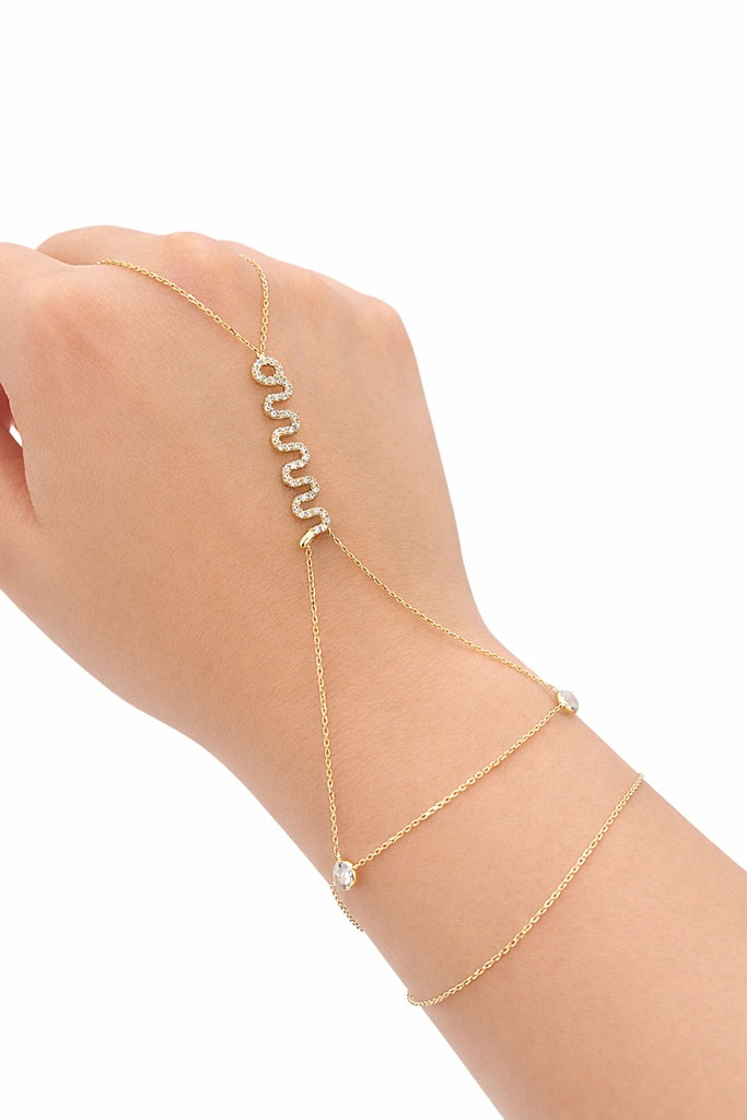 10KT SNACK HAND CHAIN BRACELET+CHAIN Size  Weigth 2.60GRS