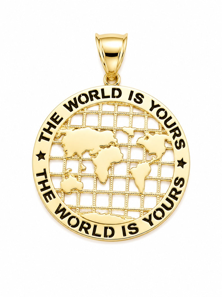 10KT ROUND WORLD PENDANT Size  Weigth 6.2GR