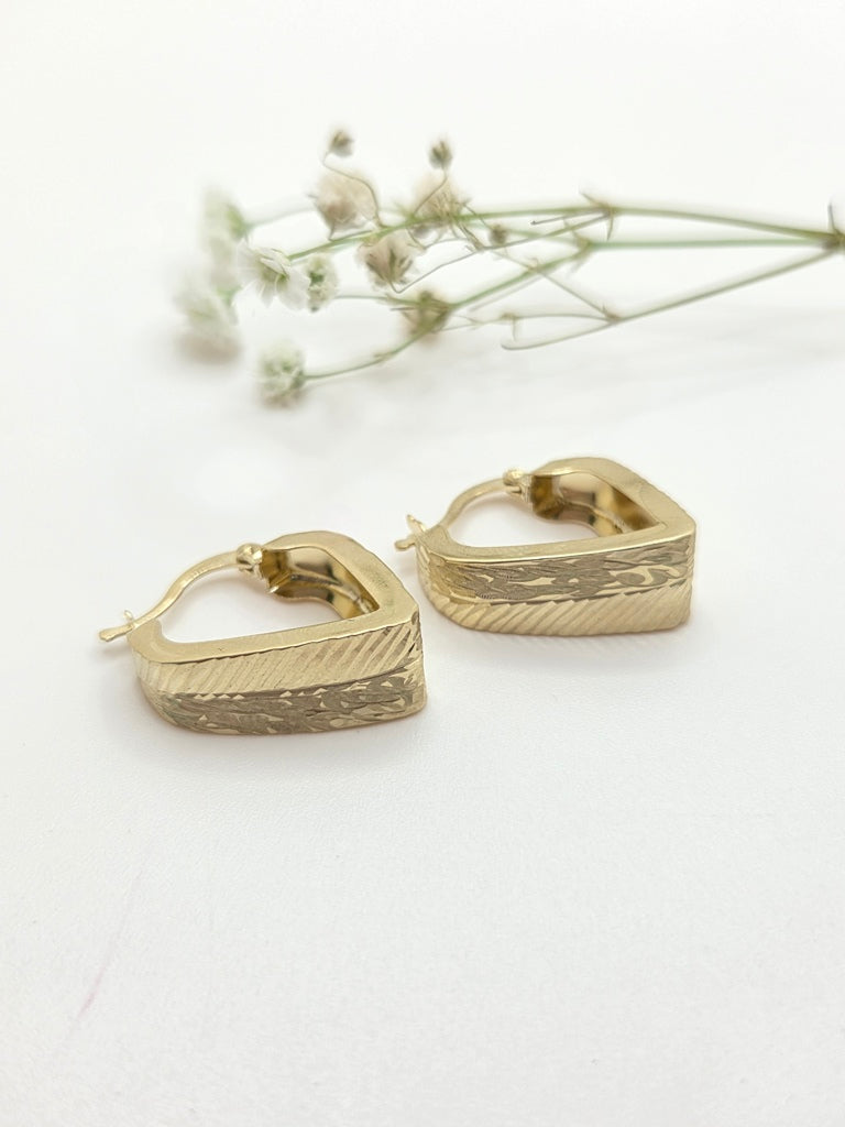 14KT ELEGANT GEOMETRIC HOOPS EARRING Weight 3.4GR