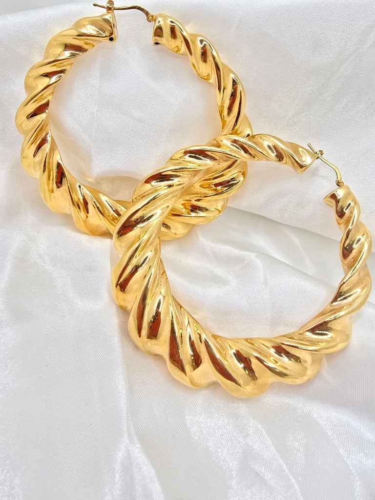 14KT EXTRA LARGE SIREN HOOPS EARRINGS Weight 19.7GR