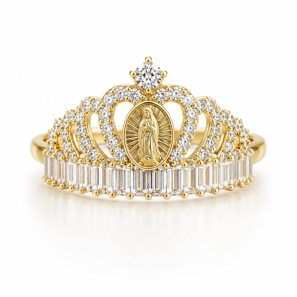 10KT VIRGEN DE LA CARIDAD CROWN RING Size 7.5 Weigth 2.9GR