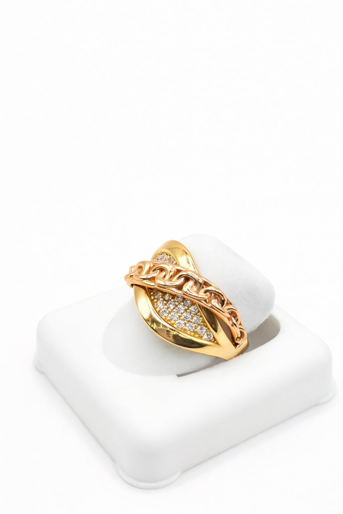 14KT ROSE GOLD CHAIN DETAIL DELICATE RING Size 8 Weight 3.3GR