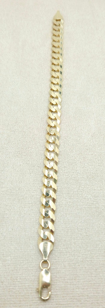14KT SOLID CUBAN CURB FLAT BRACELET CLOSE LINK Size 8INCH 5.6MM Weight 8.3GR