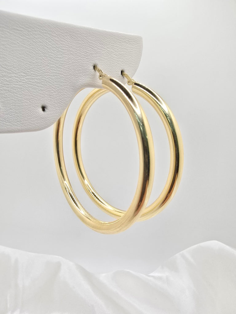 14KT PLAIN HOOPS EARRINGS Size 6 4MM Weight 4.6GR
