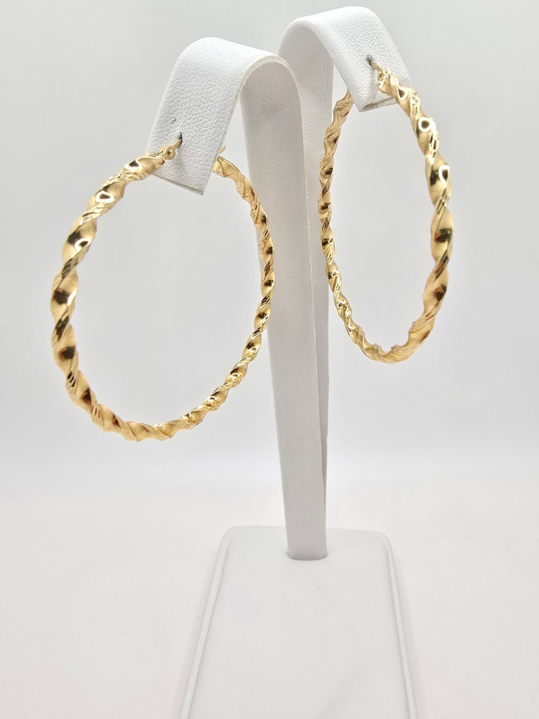 10KT ROPE DESIGN TWISTED HOOPS EARRINGS Size 3MM Weight 3.6GR